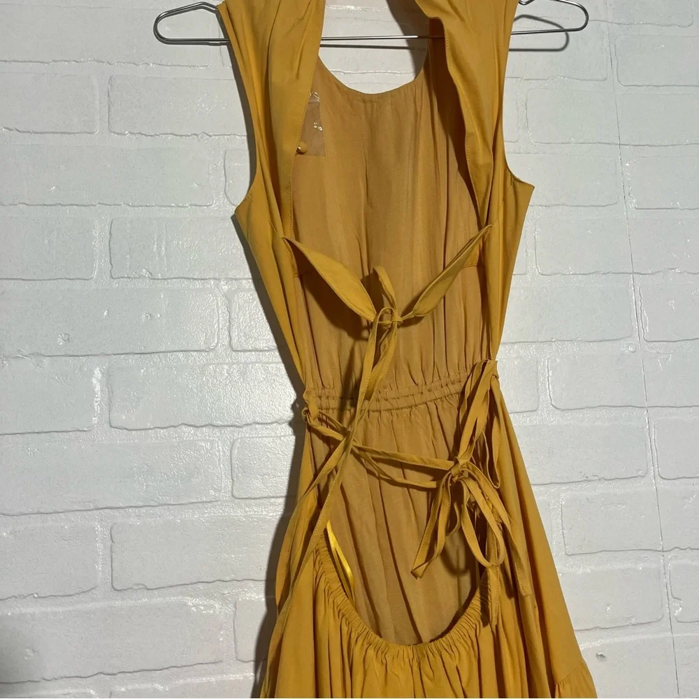 Moon River Dress Tie Open Back Tiered Midi Dress Long and Flowy Size Small - Picture 8 of 11
